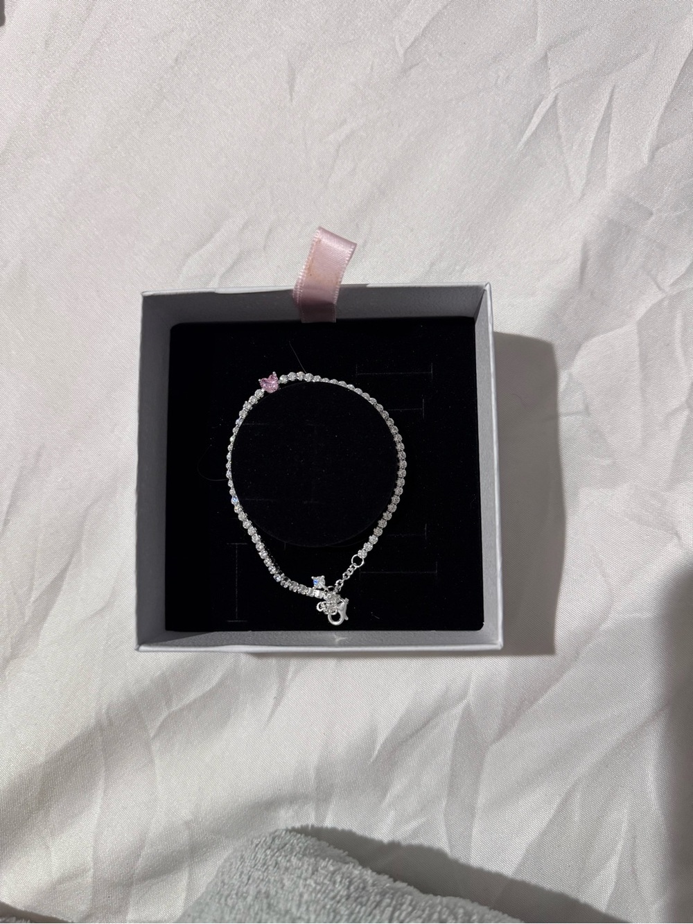 Pandora Silver Bracelet with Pink and Clear Stones
